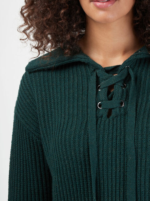 Remi Tie Front Knit, Green, hi-res