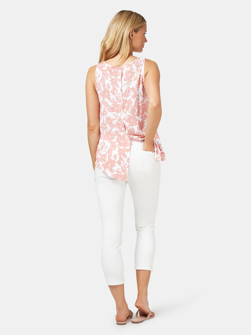 Charlie Button Back Tank, Print, hi-res