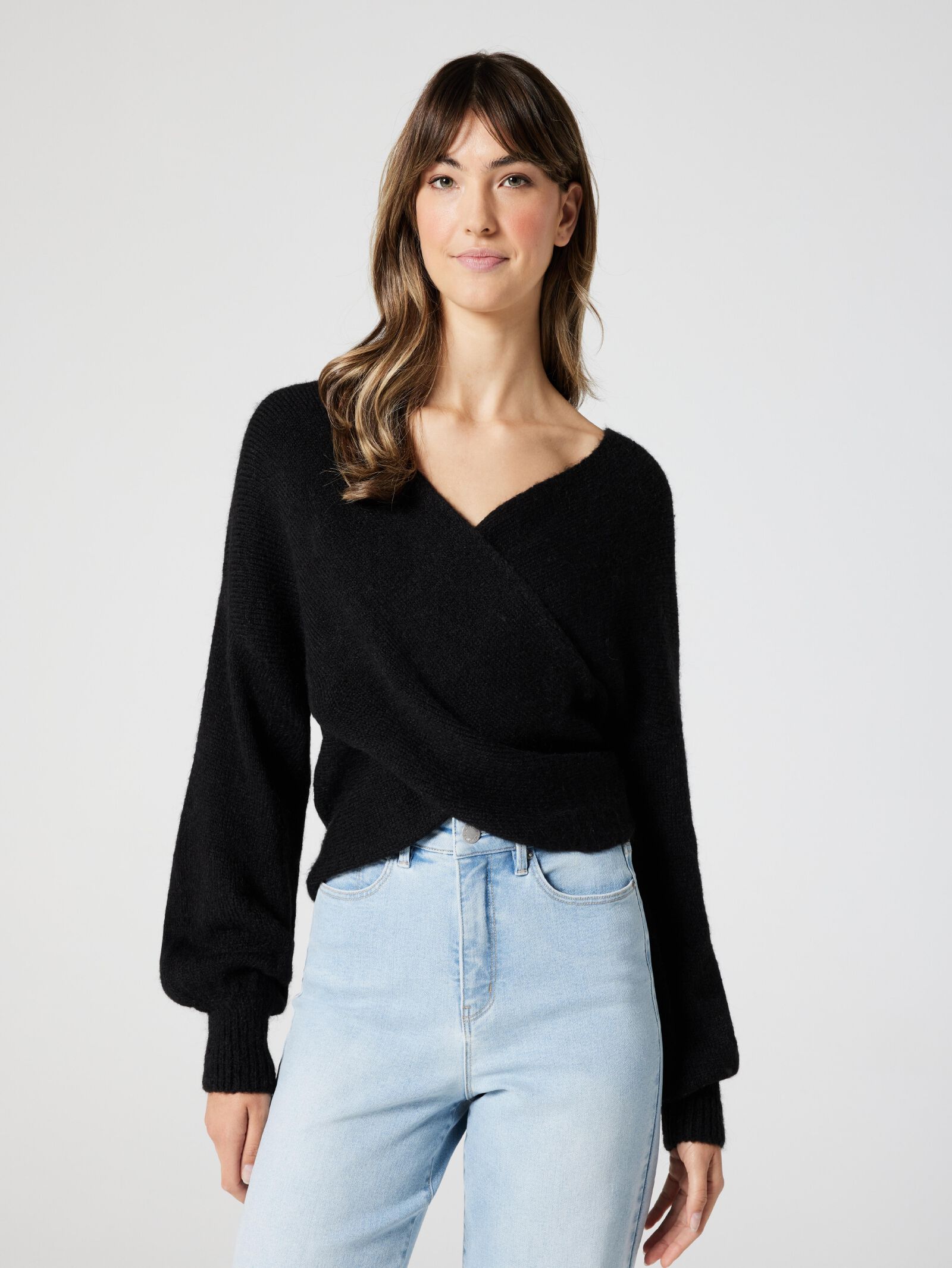 Crossover knit jumper best sale