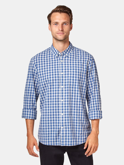 Wayland Long Sleeve Check Shirt, Blue, hi-res