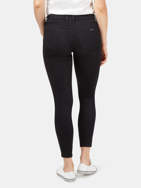 Isabelle Distressed Mid Waisted Skinny 7/8 Jeans Black, Black, hi-res