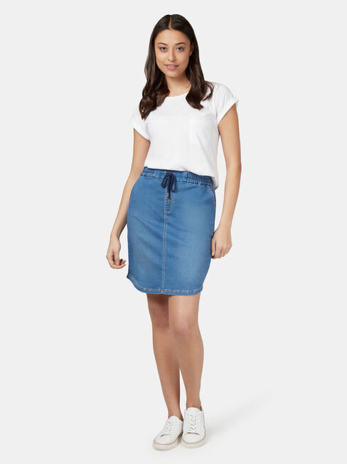 Lulu Luxe Lounge Knee Length Skirt, Light Indigo, hi-res