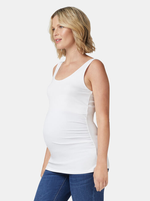 Lola Maternity Cotton Basic Tank, White, hi-res