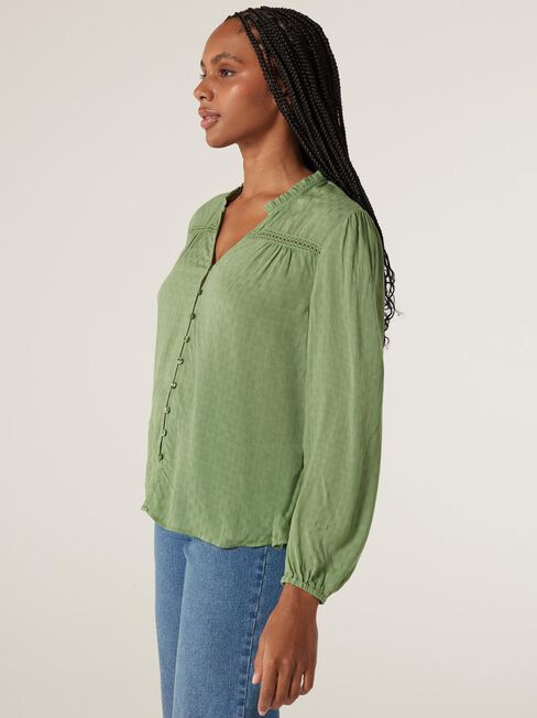 Lucia Button Front Blouse, Pistachio, hi-res