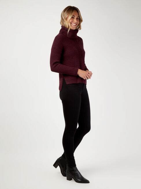 Lulu Cowl Neck Pullover, Purple, hi-res