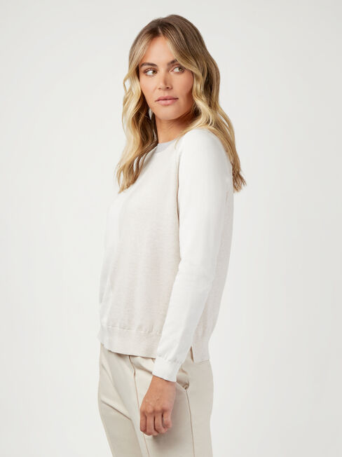 Remi Colour Block Knit, White, hi-res