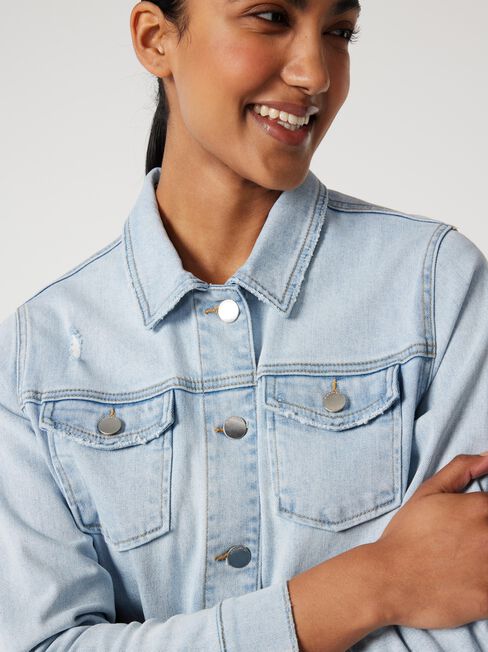 Boyfriend Denim Jacket, Light Blue, hi-res