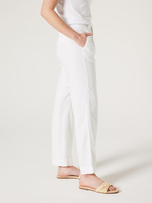 Linen Tailored Pant, White, hi-res