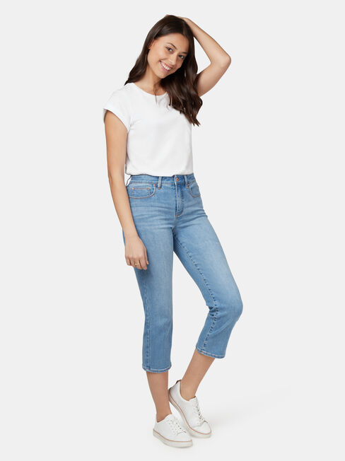 Sara Slim Straight Capri Light Indigo, Light Indigo, hi-res