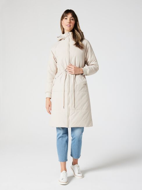 Anne Longline Drawcord Puffer Jacket, Latte, hi-res