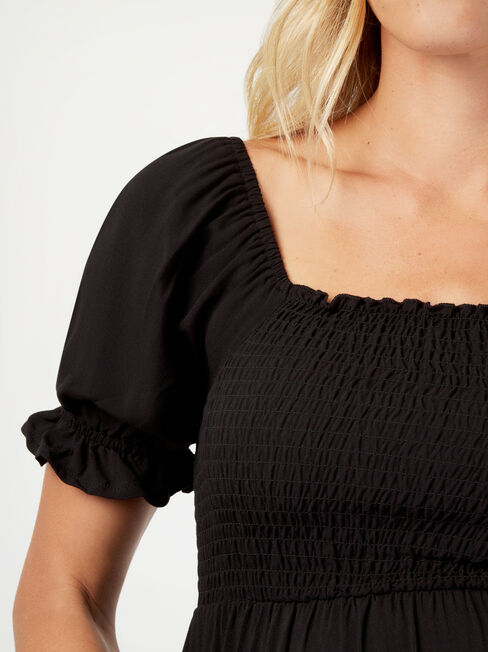 Bonnie Shirred Maternity Top, Black, hi-res