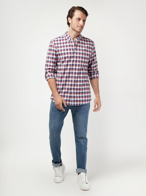 LS Corey Oxford Check Shirt, Blue, hi-res