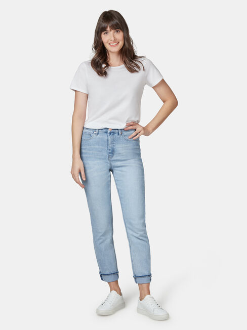 Brooke High Waisted Tapered Crop Faded Blue, Light Indigo, hi-res
