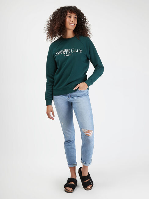 Viola Sweatshirt, Green & White, hi-res