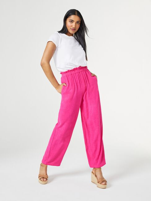 Piper Paperbag Relaxed Pant, Pink, hi-res