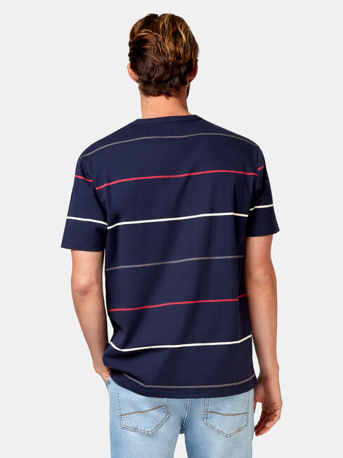 Kingston Short Sleeve Stripe Crew Tee, Blue, hi-res
