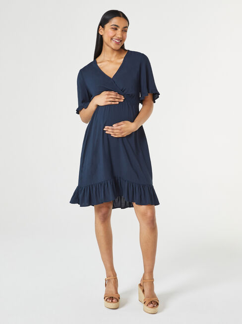 Laury Wrap Maternity Dress, Blue, hi-res