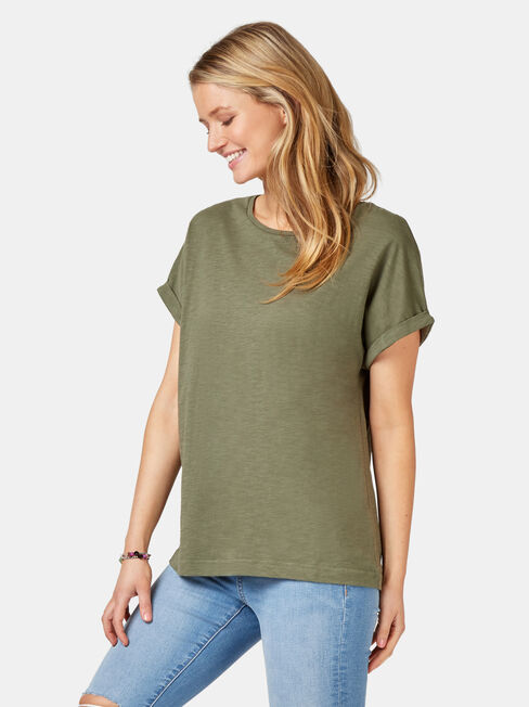 Drop Shoulder Tee, Thyme, hi-res