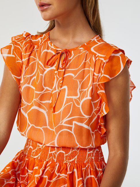 Bay Shirred Waist Dress, Orange, hi-res