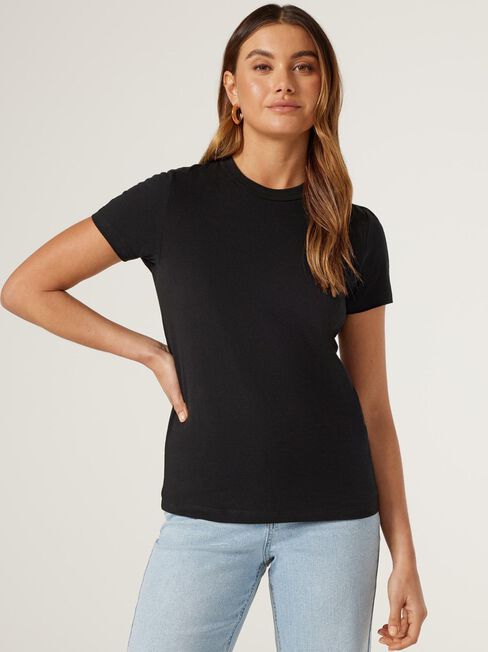 Classic Crew Neck Tee, Black, hi-res