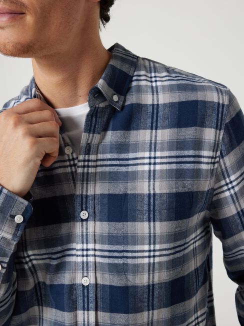 LS Emerson Brushed Check Shirt, Navy Multi, hi-res