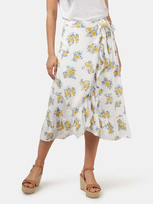 Chloe Midi Wrap Skirt, Yellow, hi-res