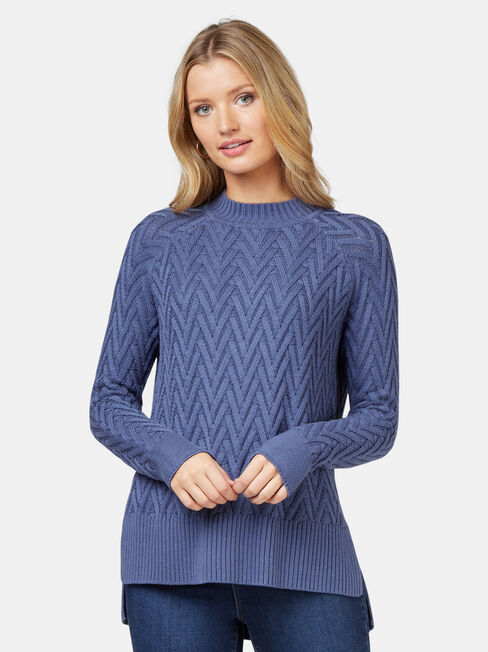 Juno Cable Knit, Blue, hi-res