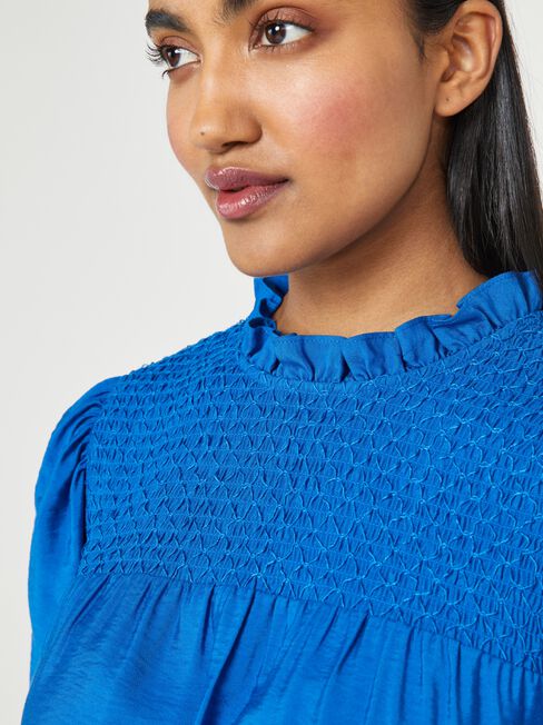 Burtie Puff Sleeve Top, Blue, hi-res