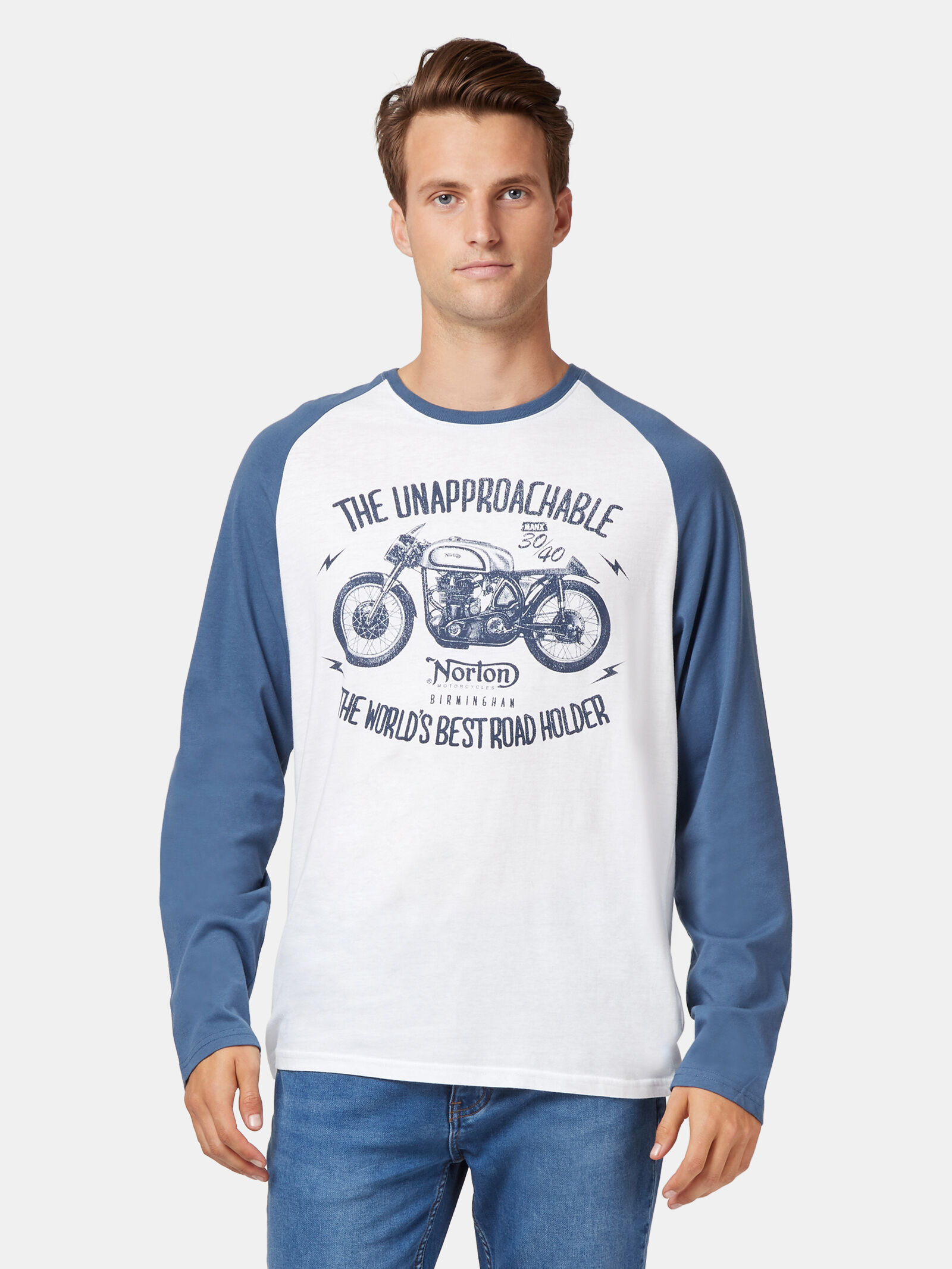 LS Norton Bike Raglan Print Crew Tee Jeanswest