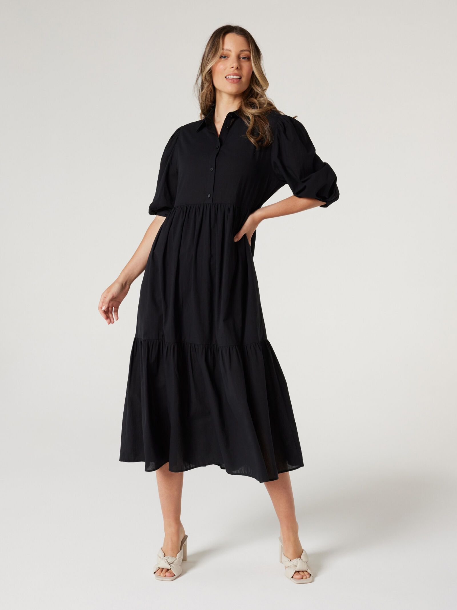 Hollywood Tiered Maxi Shirt Dress Jeanswest