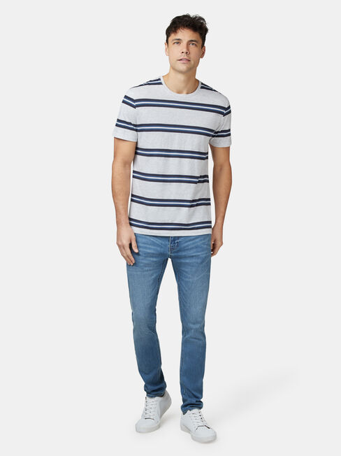 Porter Short Sleeve Stripe Crew Tee, Grey, hi-res