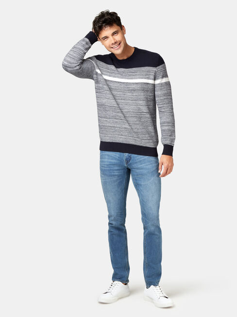 Grant Block Stripe Crew Knit, Blue, hi-res