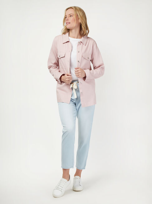 Sasha Cotton Shacket, Pink, hi-res