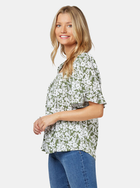 Rhani Flutter Sleeve Blouse, Floral, hi-res