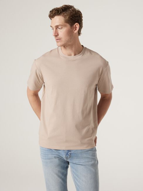 Ace Relaxed Fit Basic Crew Tee, Brown, hi-res