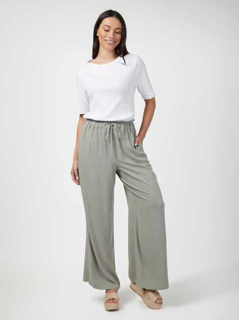 Willow Wide Leg Pant, Green, hi-res