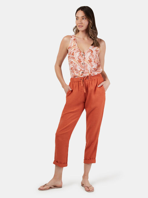 Linen Blend Pant, Red, hi-res