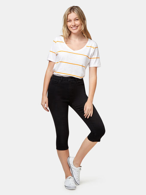 Sonni Mid Waisted Pedal Pusher, Black, hi-res
