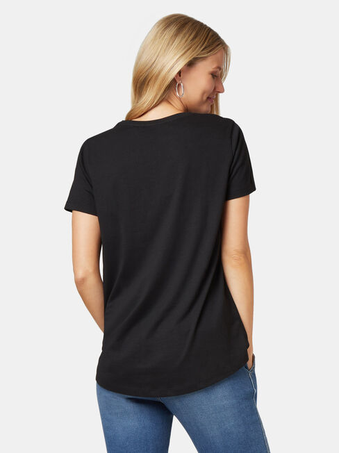 Curve Hem Crew Tee, Black, hi-res