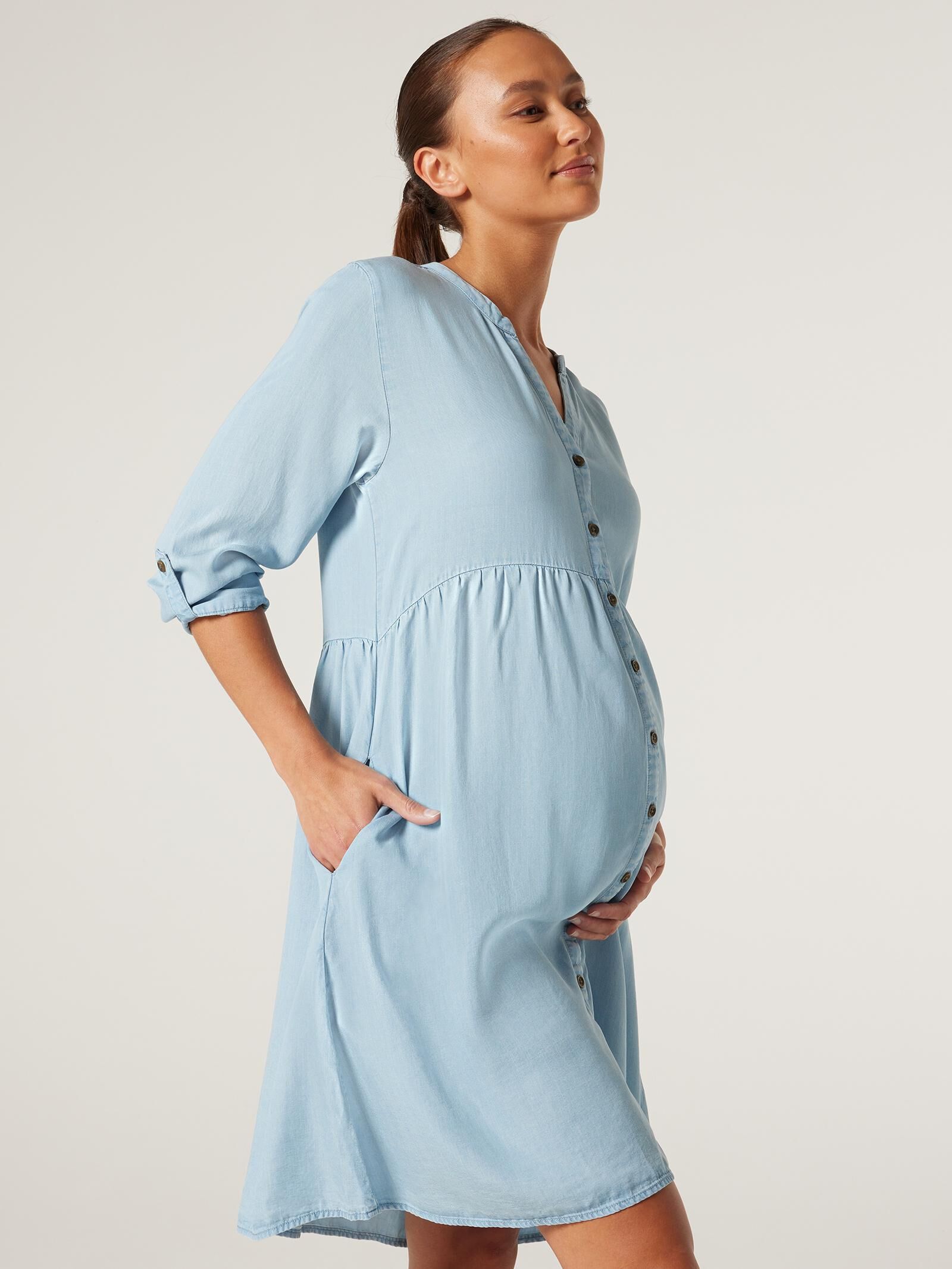 Tencel Half Button Maternity Dress Jeanswest