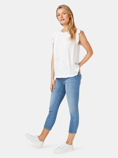 Ruby Lace Insert Tank, White, hi-res