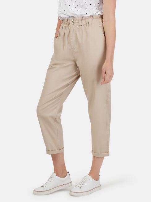 Cotton Paperbag Pant, White, hi-res