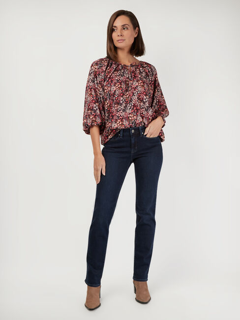 Astrid Tie Front Blouse, Floral, hi-res