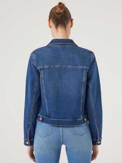 Classic Stretch Denim Jacket, Dark Vintage, hi-res