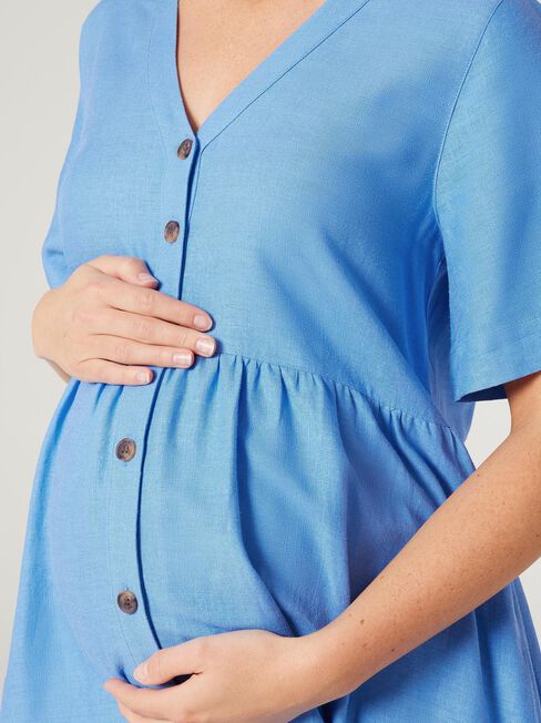 Billie Button Down Smock Dress, Sapphire, hi-res