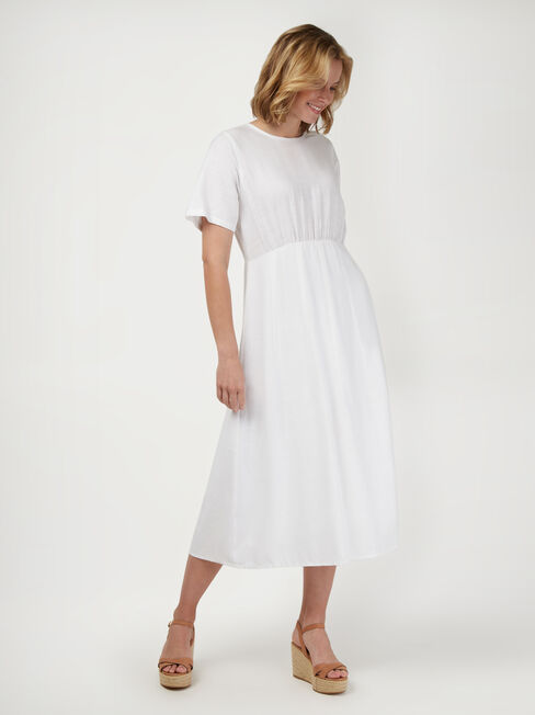 Portia Midi Dress, White, hi-res