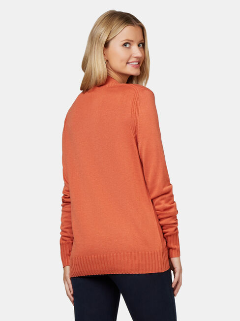 Kara Essential Funnel Neck Pullover, Orange, hi-res