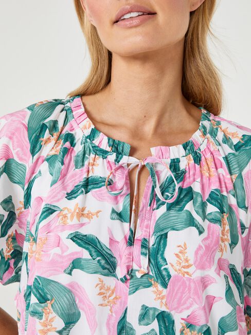 Jewel Flutter Sleeve Top, Print, hi-res