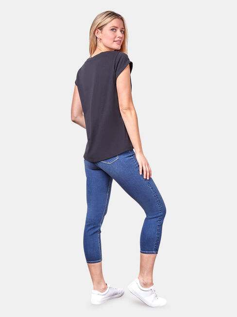 Essential Slub Pocket Tee, Black, hi-res