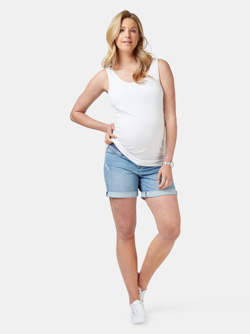 Maternity Boyfriend Short, White, hi-res